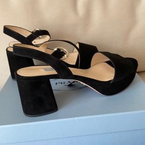 Prada Calzature Donna Suede leather Black Sandals